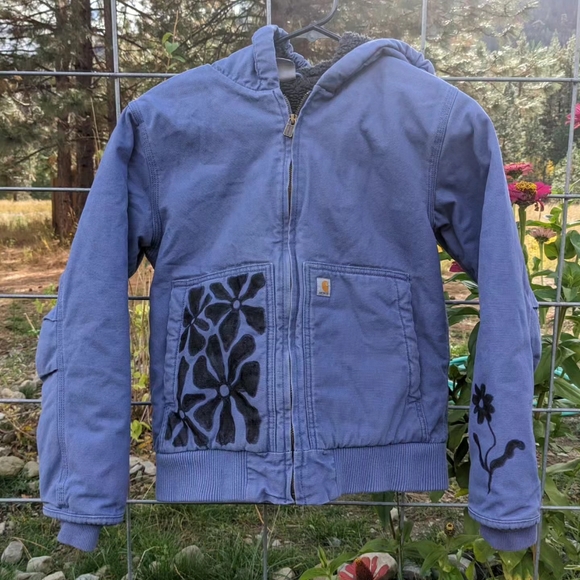 Carhartt Jackets & Blazers - Upcycled Handdrawn Jr Carhartt Jacket 🧥💠